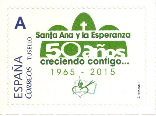 Sello personalizado. Madrid. 2015. Parroquia de Santa Ana y la Esperanza. 50 años.jpg