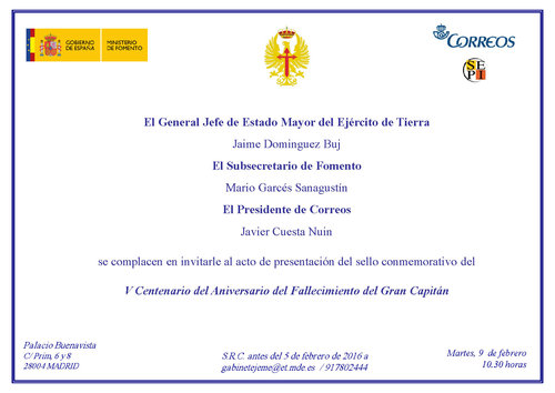 2016-01-28. Efemerides. V Centenario del fallecimiento de Gonzalo Fernandez de Cordoba. Presentacion. 09-02-2016.jpg