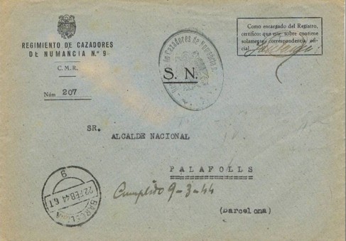 BARCELONA, Regimiento Cazadores de Numancia num 9
