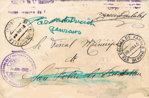 SANTA COLOMA de FARNES, Juzgado primera instancia, corona decapitada 1945