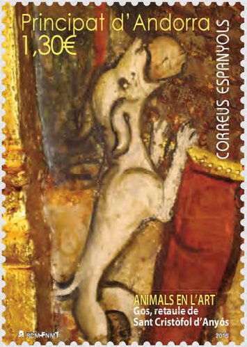 Andorra. 2016-02-09. Animals en l Art. Gos retaule de Sant Cristofol d Anyos. Boceto. Baja.jpg