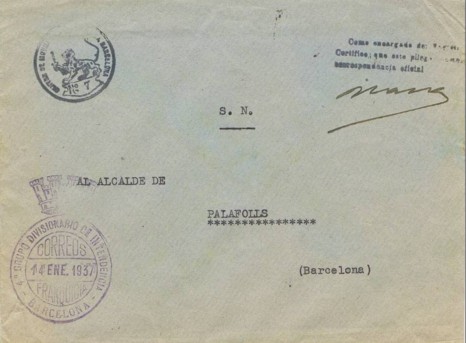 BARCELONA, 4º grupo Divisionario Intendencia 1937, corona Republicana