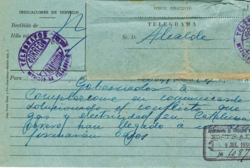 VILLANIEVA y GELTRU, Telegrafos Estación 1931, Republica corona decapiada