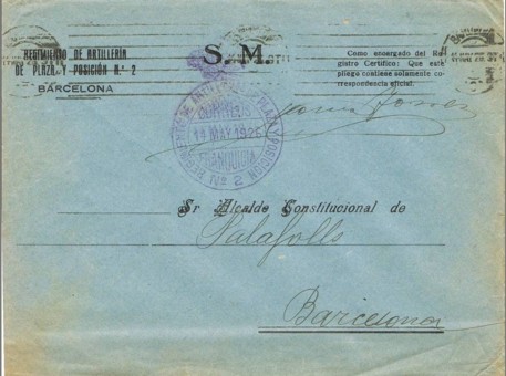 BARCELONA, Artilleria num 2 año 1926