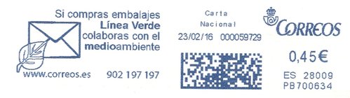 Franqueo digital. Azul. PB700634. 28009. Carta nacional. 2016-02-23. Baja.jpg