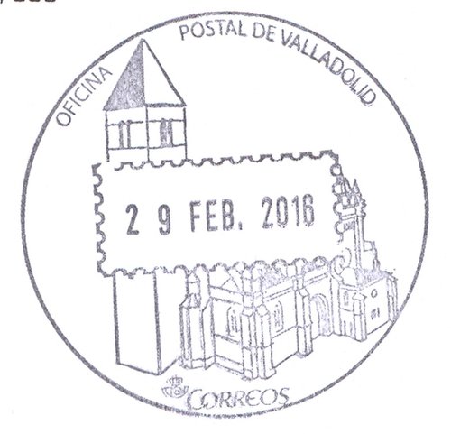 Matasellos turístico. Valladolid. Oficina Postal. 2016-02-29. Baja.jpg