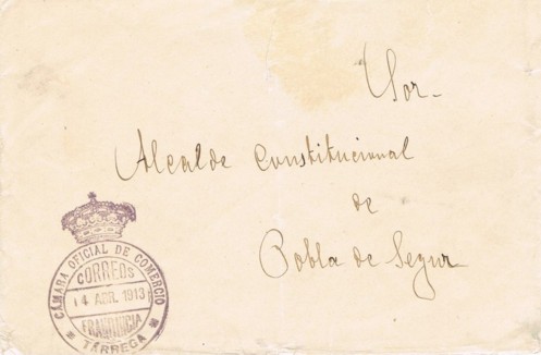 TARREGA (Lerida) camara de Comercio, franquicia monarquica cconstitucional