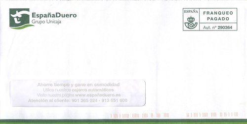 Franqueo Pagado. 290364. EspañaDuero. Grupo Unicaja. 2016-02-24. Carta. Baja.jpg