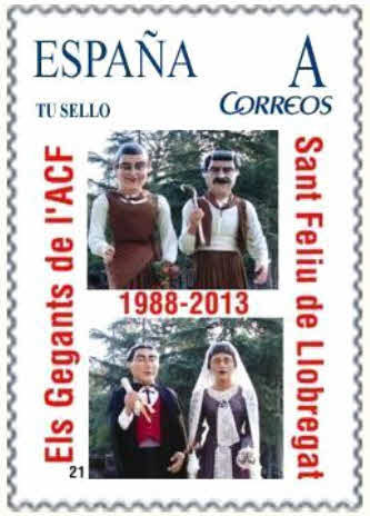 Sello personalizado. Sant Feliu de Llobregat. 2013. 21. Els Gegants de l'ACF. Boceto.jpg