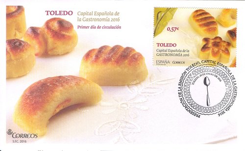 2016-01-20. Toledo, Capital Espanola de la Gastronomia 2016. Presentacion. 3. 14-03-2016. Sobre matasellado. Baja.jpg