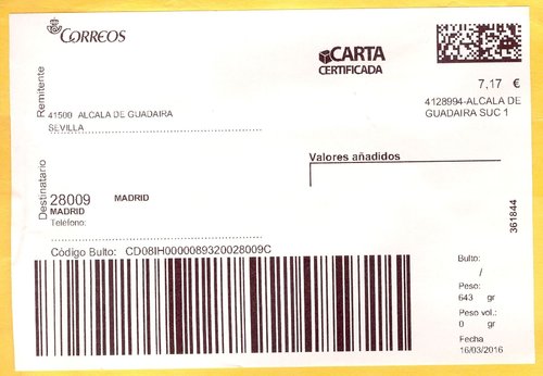 Etiqueta termica digital. Grande. Carta certificada. 4128994-Alcala de. Guadaira Suc 1. 361844. 7,17. 2016-03-16. Baja.jpg