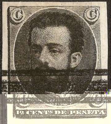 Sin dentar, es el primero de la tira de tres.