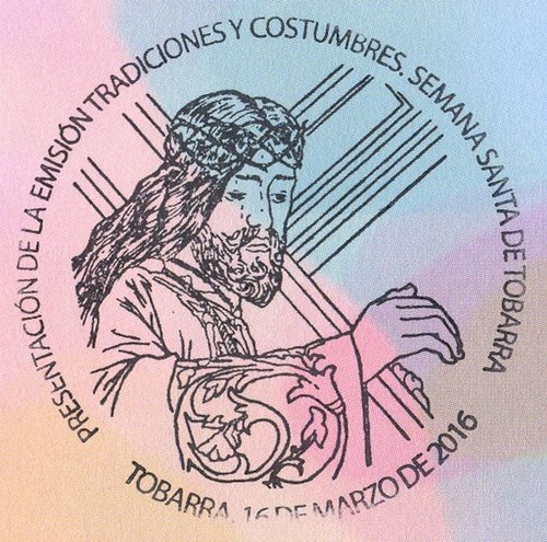 2016-03-16. Tradiciones y Costumbres. Semana Santa. Sello de Tobarra. Presentacion. 18-03-2016. Matasellos. Baja.jpg