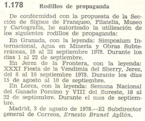 Correos. Boletín Oficial de Correos y Telecomunicación. Año 1978. 42. 1978-08-10. Página 0997. Parcial.jpg