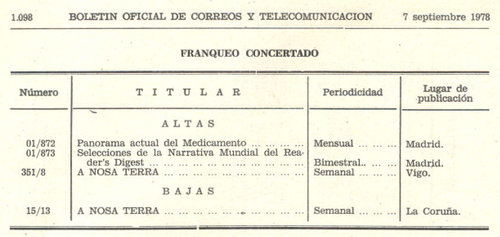 Correos. Boletín Oficial de Correos y Telecomunicación. Año 1978. 46. 1978-09-07. Páginas 1098. Parcial. Franqueo Concertado.jpg