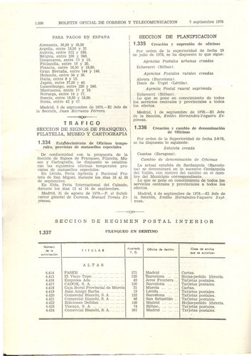 Correos. Boletin Oficial de Correos y Telecomunicacion. Ano 1978. 46. 1978-09-07. Pagina 1096.jpg