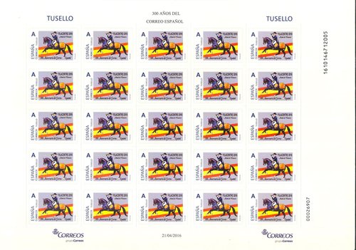Sello personalizado. Alcala de Henares. 2016-04-21. Filacentro 2016. 300 anos del Correo Espanol. Pliego. Baja.jpg