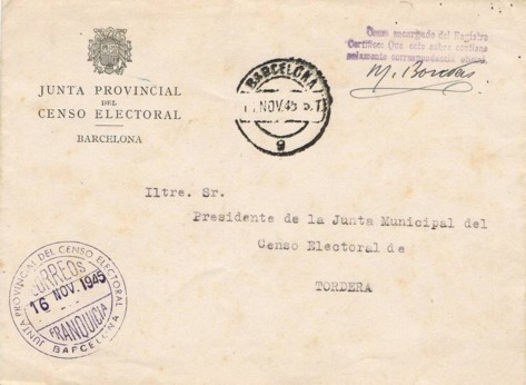 BARCELONA; Censo Electoral 1945