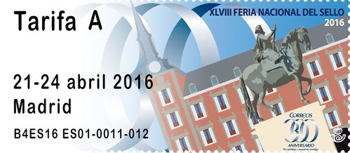 Madrid. 2016-04-21 al 24. XLVIII Feria Nacional del Sello. 2016-04-21 y 22. Estampillas. XLVIII Feria Nacional del Sello. Caballo. Simulacion. Tarifa A. Baja.jpg