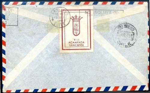 BARCELONA, el dorso de la carta y llegada