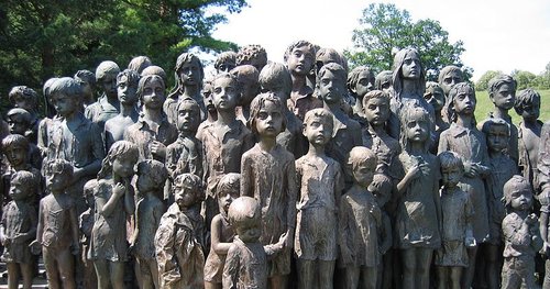 Memorial to the children of Lidice in the park in front of the museum.JPG