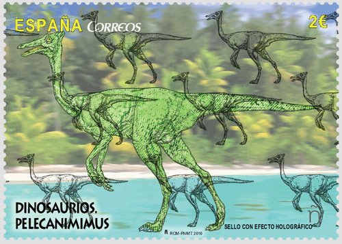2016-06-30. Dinosaurios. Pelecanimimus. Boceto. Con hologramas. Baja.jpg