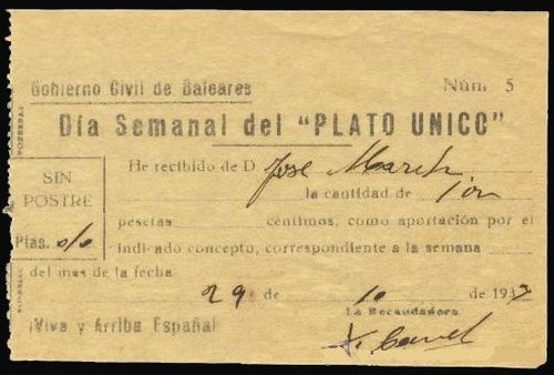 Gobierno Civil de Baleares, Día Semanal del Plato Único.