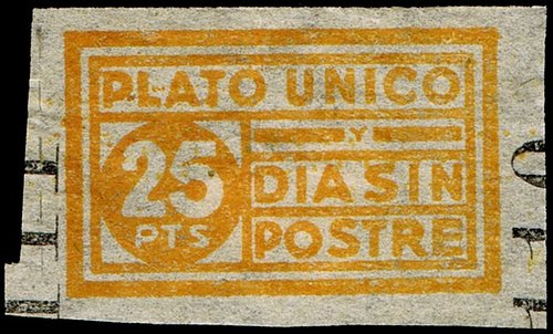 25 ptas. Plato Único y Día sin Postre.