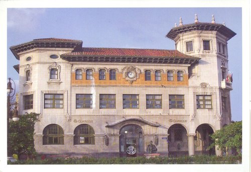 Arroyal de los Carabeos. 2016-06-04. Tarjeta del Correo. 39-1. Edificio de Correos de Santander. Reverso. Baja.jpg