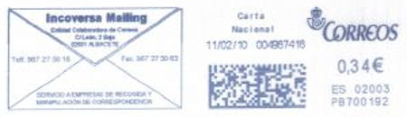 Franqueo digital. Azul. PB700192. 02003. Carta nacional. 2010-02-11. Con raya debajo del sobre.jpg