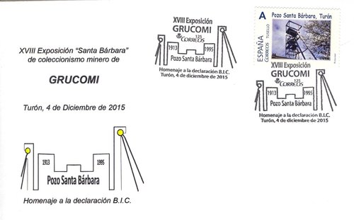 Sello personalizado. Turon. 2015-12-04. XVIII Expoosicion Santa Barbara. Sobre. Anverso. Baja.jpg