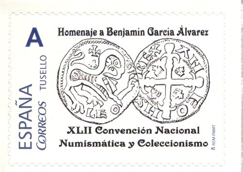 Sello personalizado. Oviedo. 2016-02-12. XLII Convencion Nacional de Numismatica y Coleccionismo. Baja.jpg