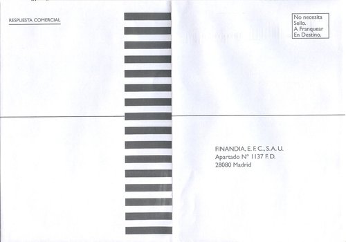 Franqueo en destino. Madrid. Apartado 1137. Finandia, E. F. C., S.A. U. 2016-06. Sobre. Baja.jpg