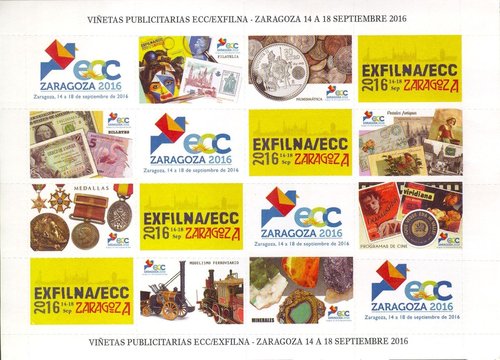 Zaragoza. 2016-09-14 al 18. EXFILNA-ECC 2016. Vinetas publicitarias ECC-EXFILNA. Hoja completa. Baja.jpg