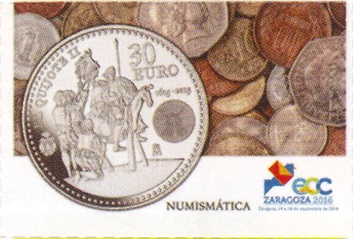 Zaragoza. 2016-09-14 al 18. EXFILNA-ECC 2016. Vinetas publicitarias ECC-EXFILNA. Vineta. Numismatica. Baja.jpg