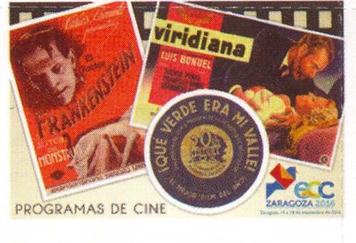 Zaragoza. 2016-09-14 al 18. EXFILNA-ECC 2016. Vinetas publicitarias ECC-EXFILNA. Vineta. Programas de cine. Baja.jpg