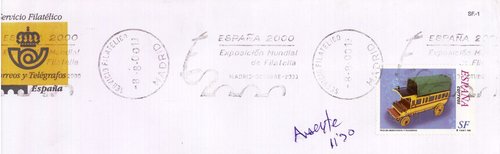 Rodillo Servicio Filatelico Exposicion Mundial Espana 2000. Bernal. 2000-08-08. Baja.JPG