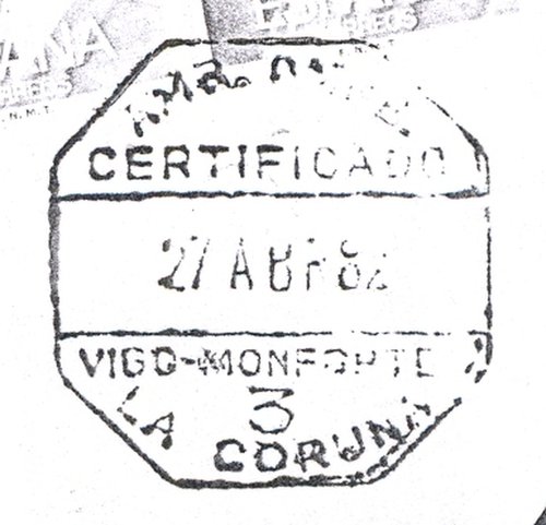 Ambulantes de carretera. Guillermo Alvarez Rubio. Pagina 009. 3. AMB. OMNB. = VIGO-MONFORTE = 3 = LA CORUNA = 27 ABR 82. Baja.jpg