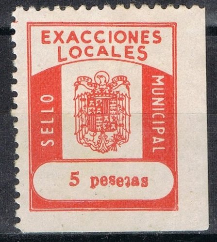 Municipal general 5 pts, dentado 11, numero al dorso negro