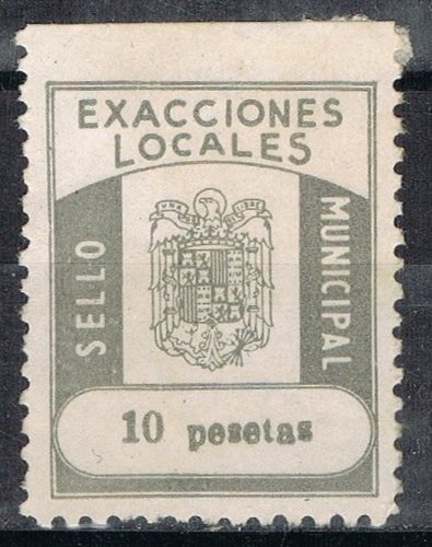 Municipal general 10 pts, dentado 11, numero al dorso negro