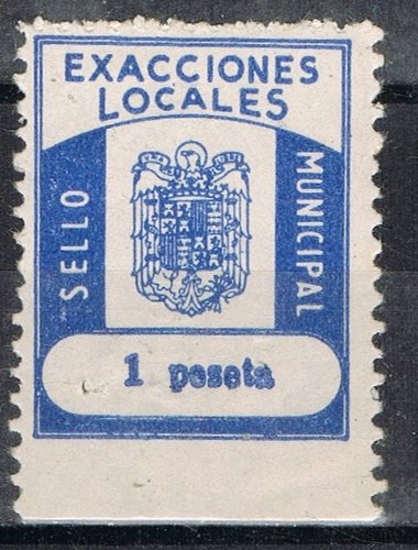 Municipal general 1 pta, dentado 11, numro al dorso negro