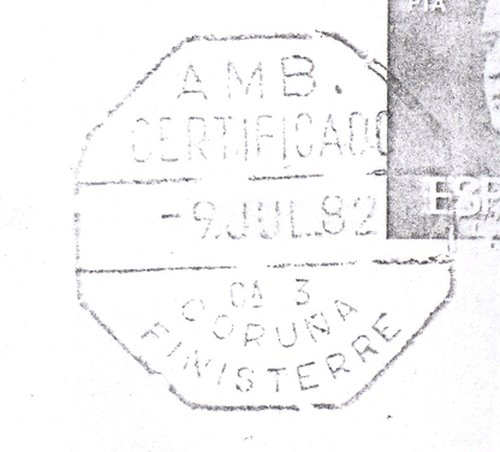 Ambulantes de carretera. Guillermo Alvarez Rubio. Pagina 010. 3. AMB. = CERTIFICADO = Ca 3 = CORUNA = FINISTERRE = -9.JUL.82. Baja.jpg