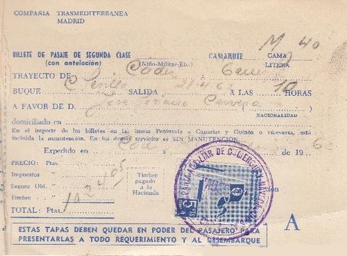 Billete de pasajero