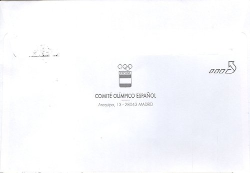 2016-06-23. America UPAEP. Olimpiadas. Baron Pierre de Coubertin. Presentacion. 2016-06-30. Sobre matasellado de la UEFO. Reverso. Baja.jpg