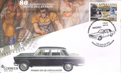 2016-07-01. Efemerides. 80 Aniversario del Parque Movil del Estado. Presentacion. 2016-07-01. Sobre matasellado. Baja.jpg
