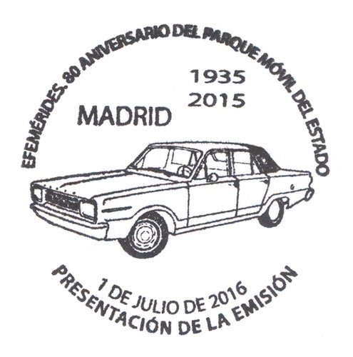 2016-07-01. Efemerides. 80 Aniversario del Parque Movil del Estado. Presentacion. 2016-07-01. Matasellos. Baja.jpg