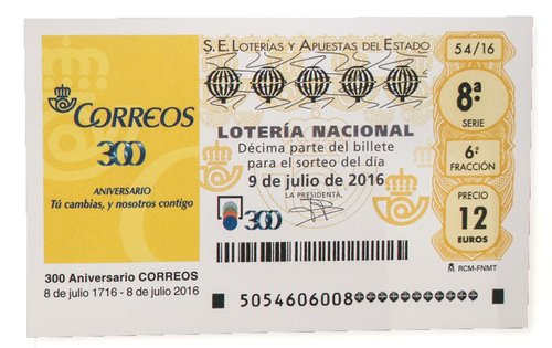 2016-07-06. NP Presentacion decimo Loteria Nacional por 300 CORREOS. Decimo. Baja.jpg