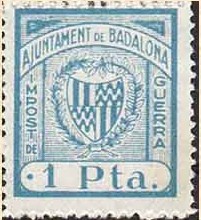 BADALONA 1 pta azul impost de guerra