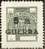 BADALONA Impuesto guerra 5 cts obre 10 cts  gris verde