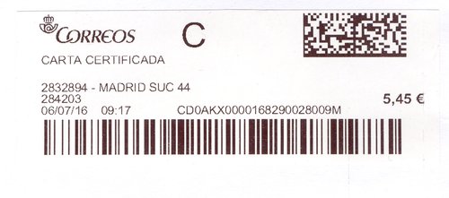 Etiqueta termica digital. 2832894 - Madrid Suc 44. 284203. Carta certificada. 5,45. 3,6x9,9. 2016-07-06.jpg